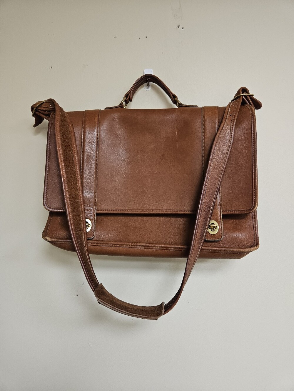 VTG COACH Bag Briefcase Business Men's Leather 5274 Essex Brief Cognac Brown - Picture 2 of 16